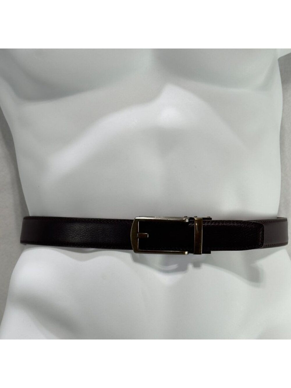 COMFORT CLICK Mens Genuine Leather Belt Brown Brass Buckle Size 36